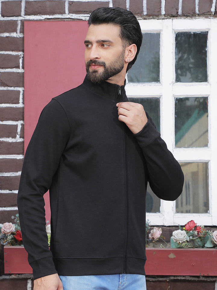 Black Front Open Sweatshirt