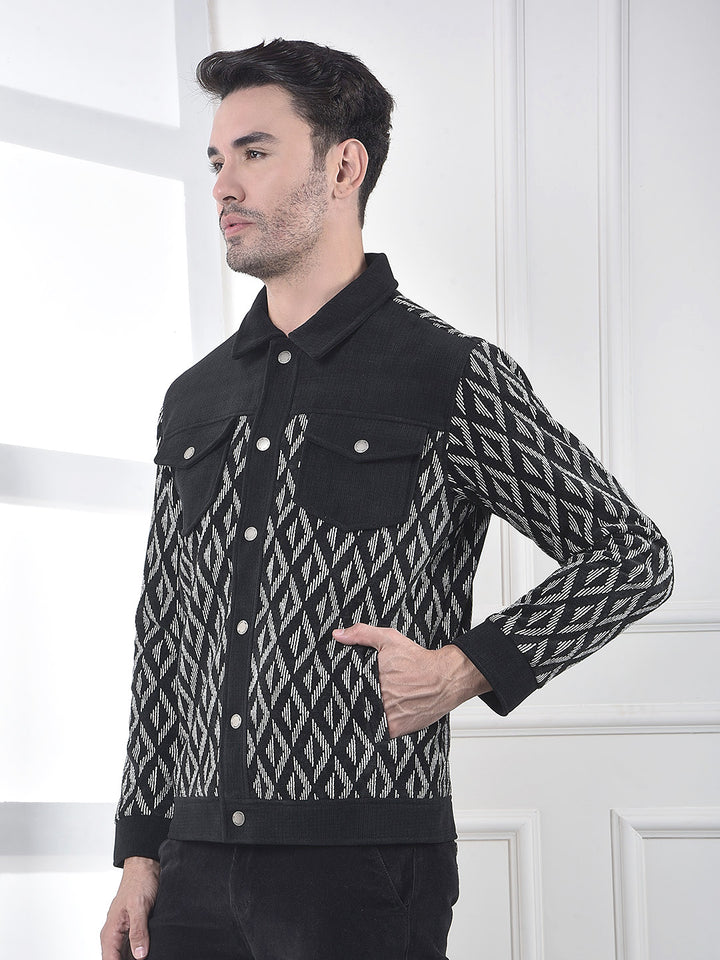 Breathable Black Jacquard Shacket