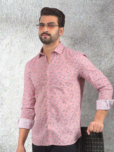 Pink Printed Shirt-Men Shirts-Crimsoune Club