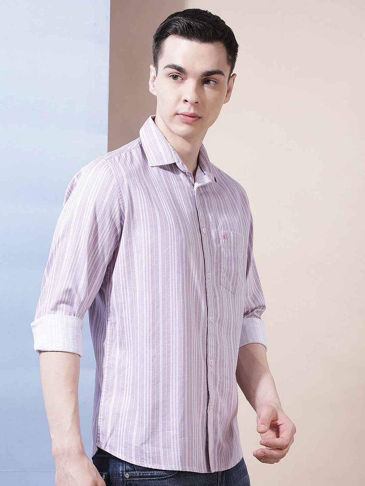 Pink Vertical Stripes Shirt