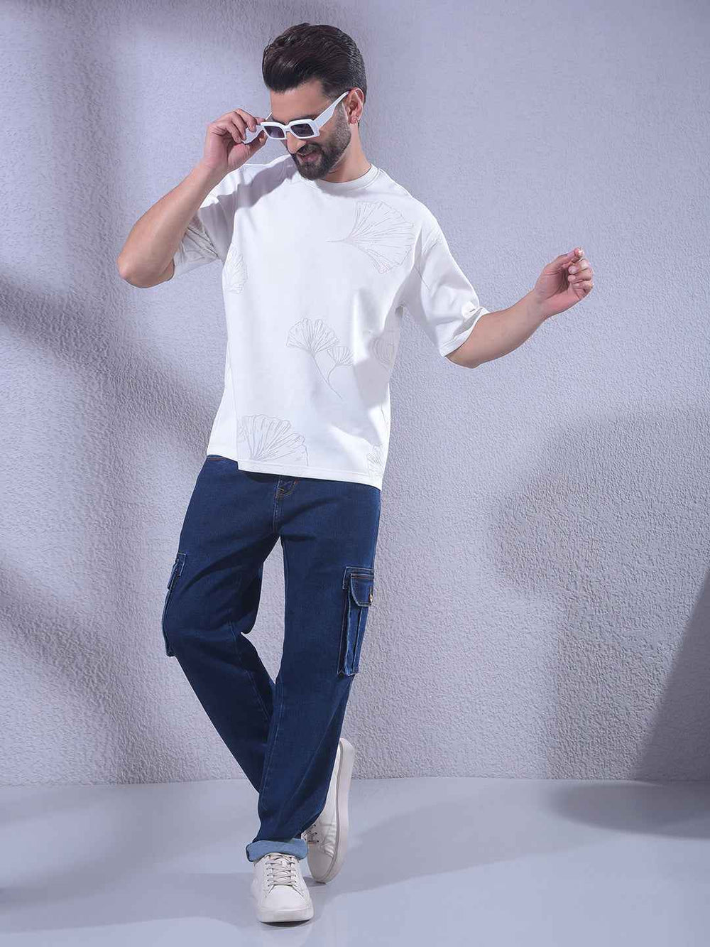 White Jacquard Oversize T-Shirt