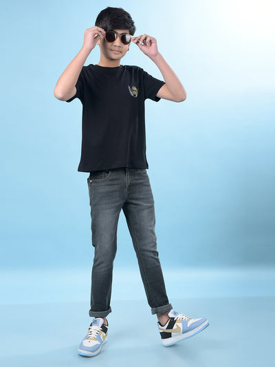 Black Graphic Print 100% Cotton T-Shirt