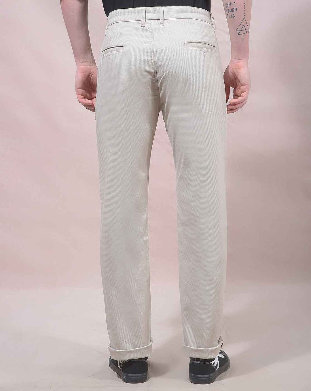 Sand Beige Clean Line Chinos Trousers