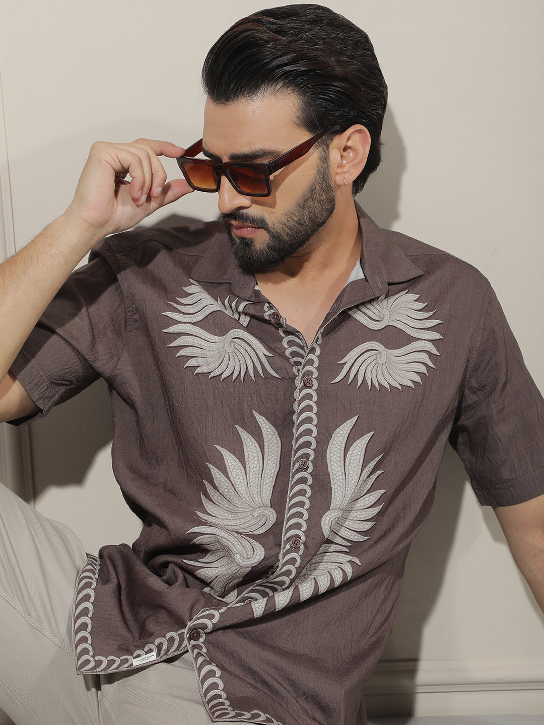 Refined Walnut Brown Printed Shirt