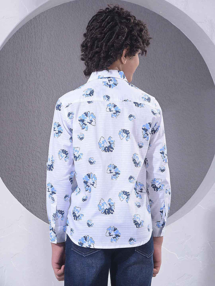 White Floral Print Shirt