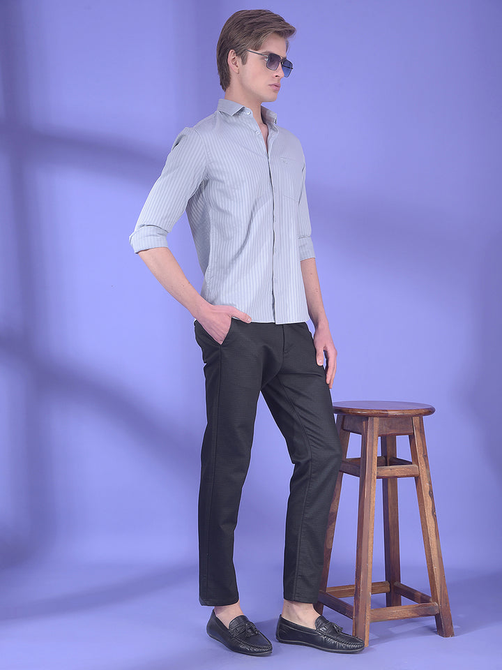 Grey Vertical Stripes 100% Cotton Shirt