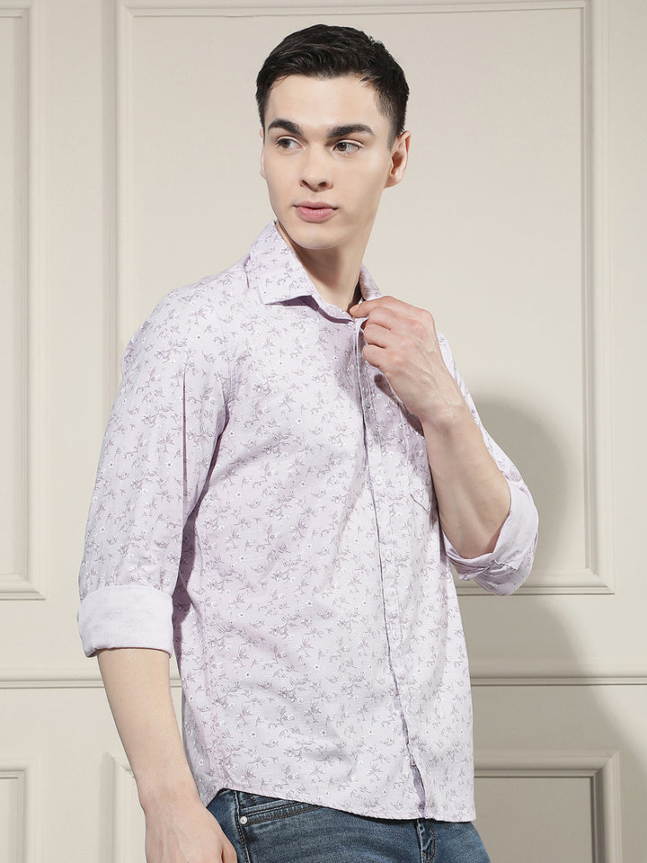 Purple Floral Print Shirt
