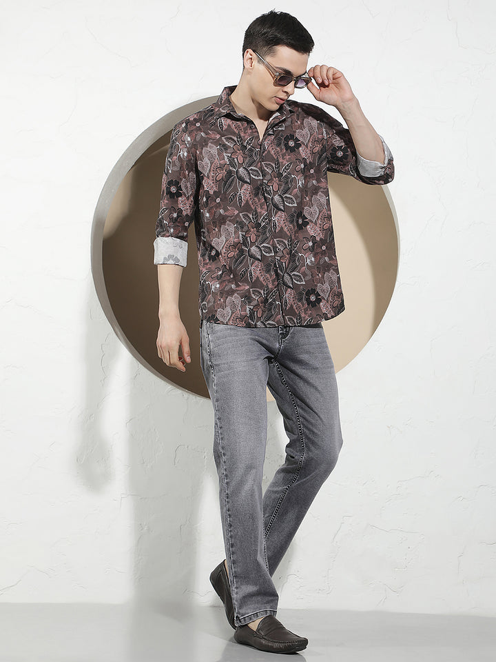 Purple Floral Print Shirt