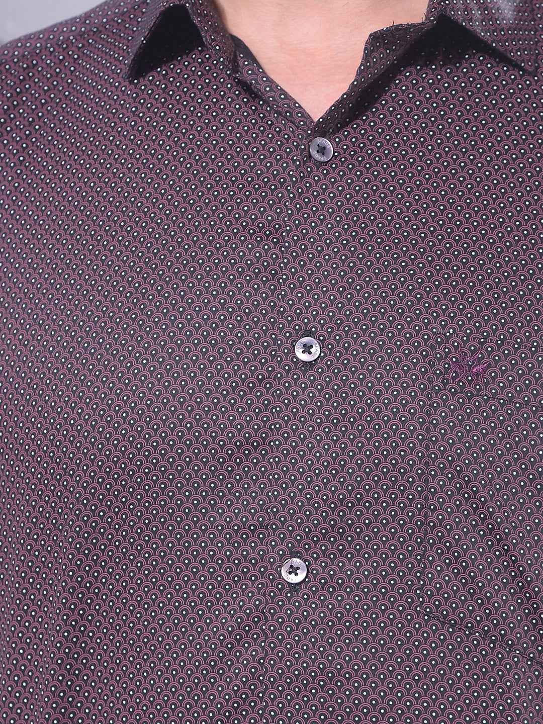 Wine Polka Dot Print Shirt