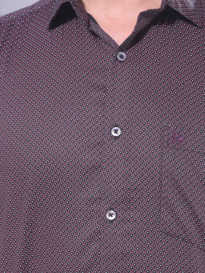 Wine Polka Dot Print Shirt
