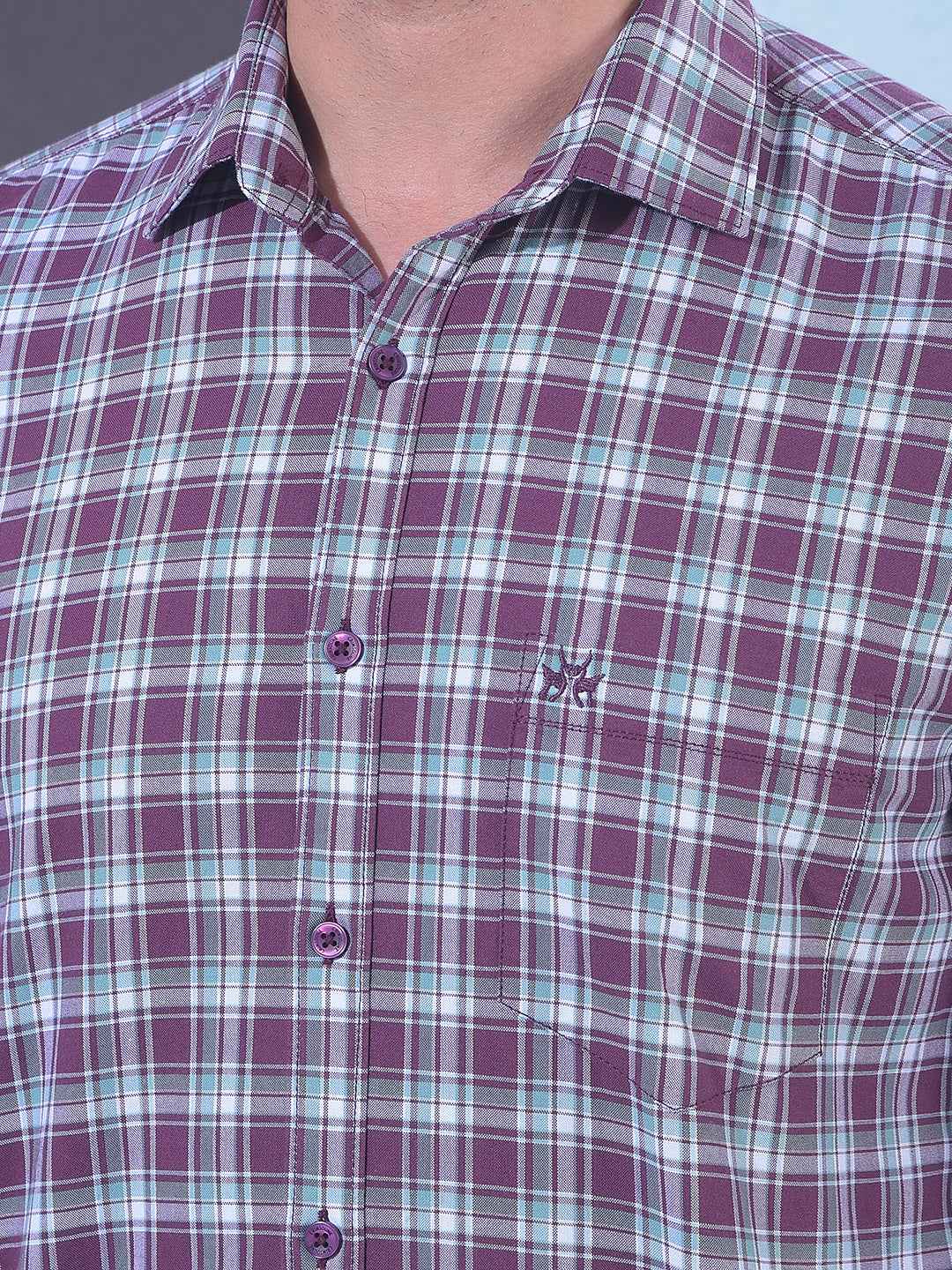 Wine Checked 100% Cotton Shirt