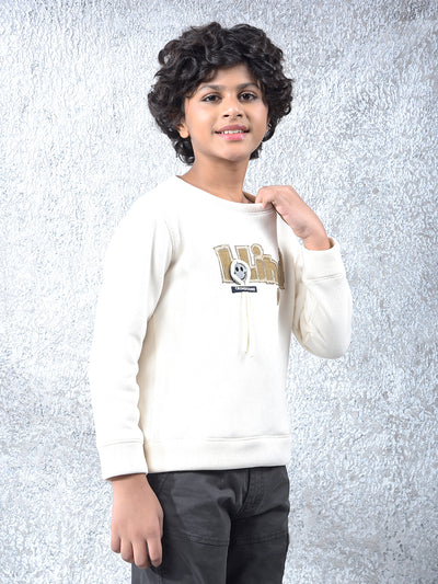 Cream Embellished Sweatshirt