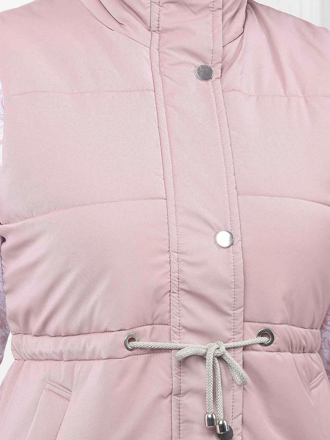 Pink High Neck Sleeveless Padded Jacket
