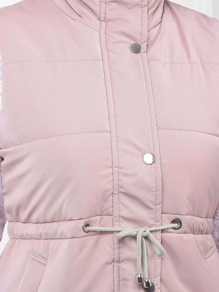 Pink High Neck Sleeveless Padded Jacket