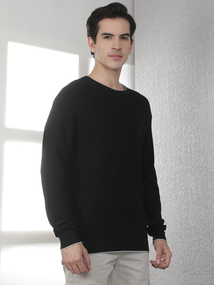 Black Oversized Round Neck Sweater