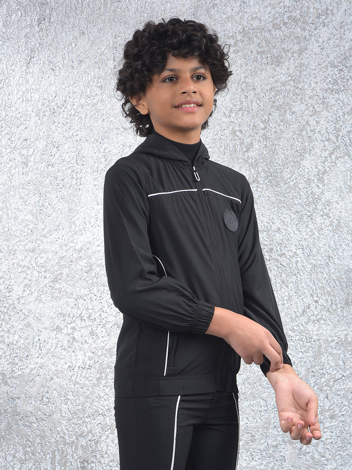 Black Hooded Neck Sweatshirt