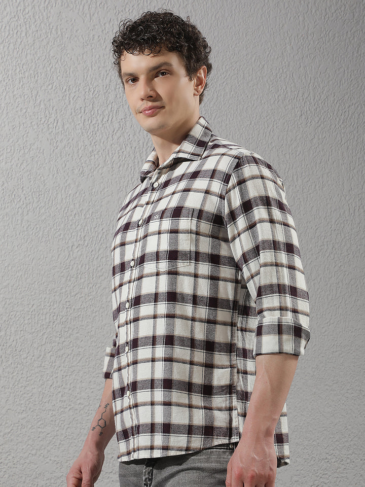 Maroon Checked 100% cotton Shirt