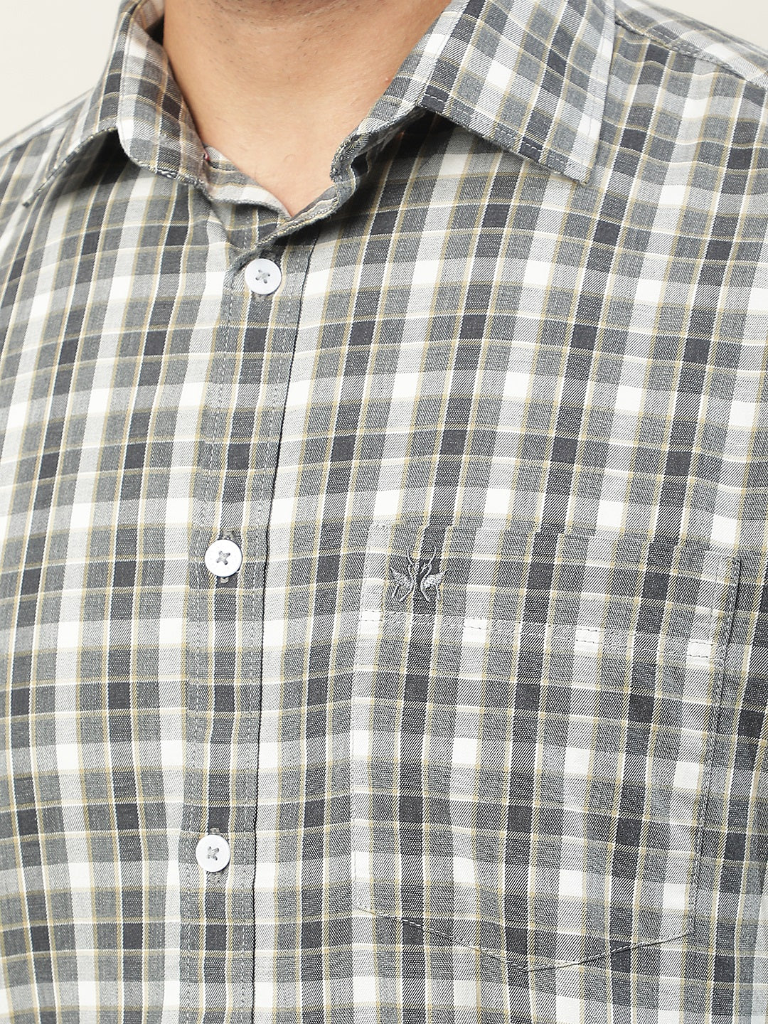 Grey Checked 100% Cotton Shirt