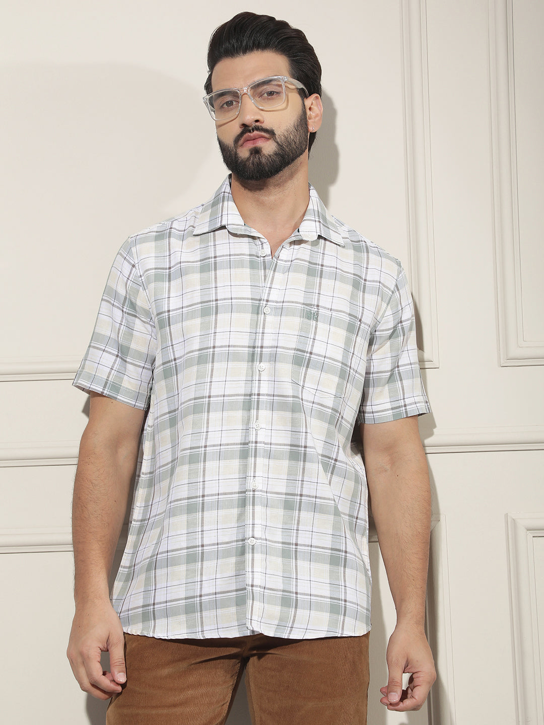 Green Checked Linen Shirt