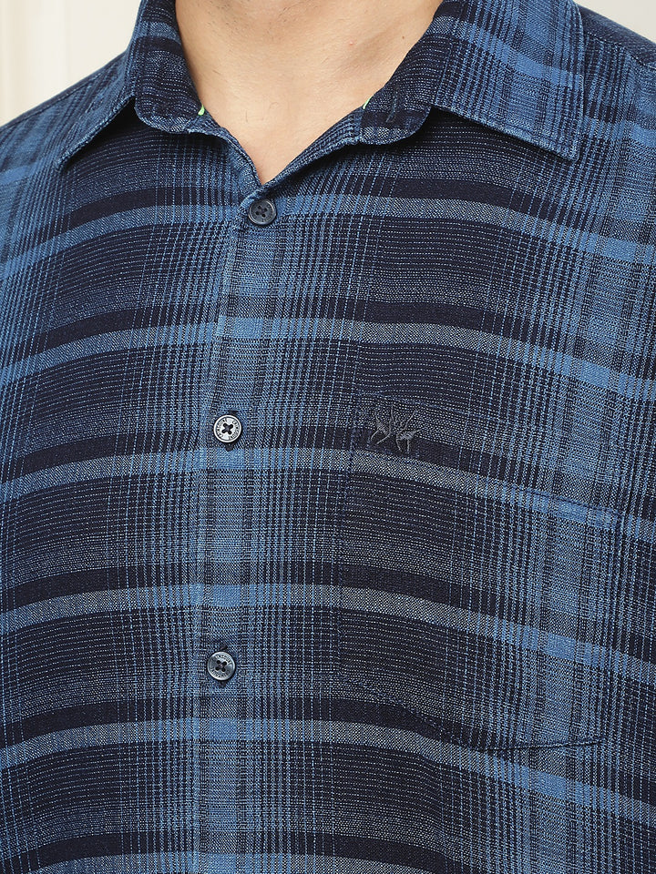 Blue Printed 100% Cotton Shirt
