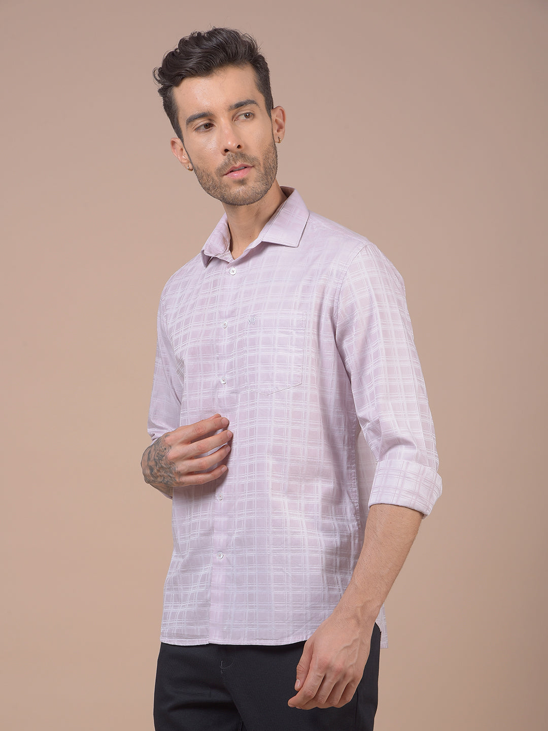 Pink Checked 100% Cotton Shirt