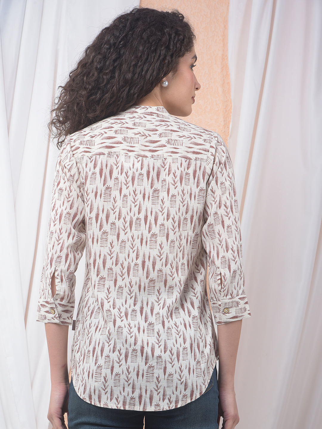 Printed Linen Brown Shirt