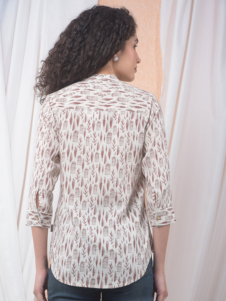 Printed Linen Brown Shirt