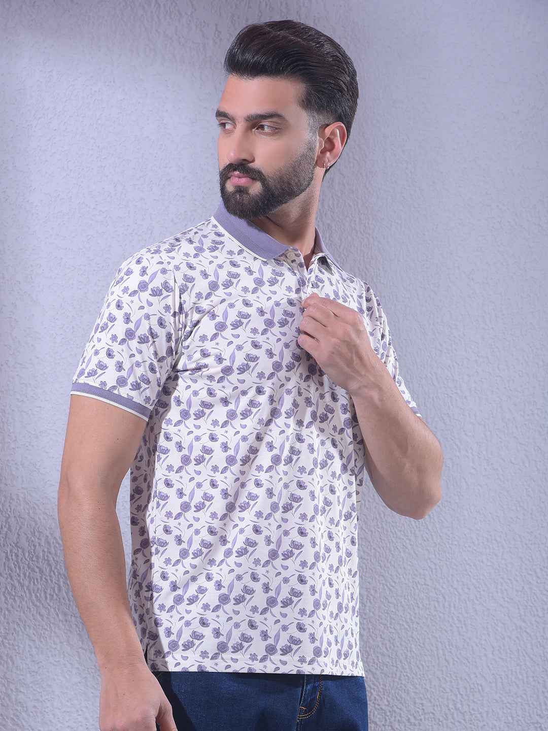 Purple Floral Print T-Shirt