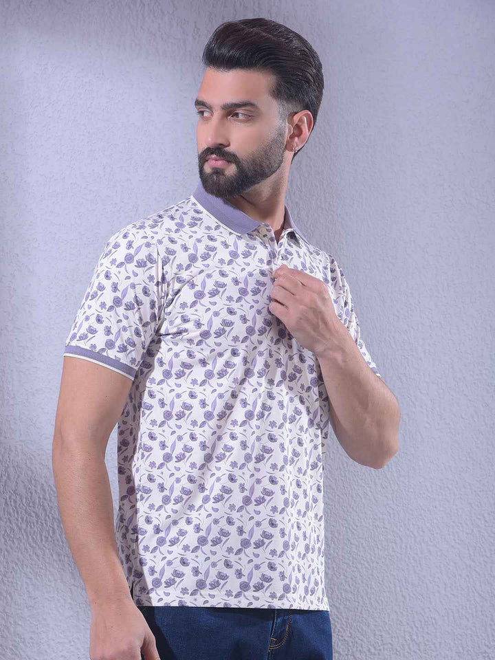 Purple Floral Print T-Shirt