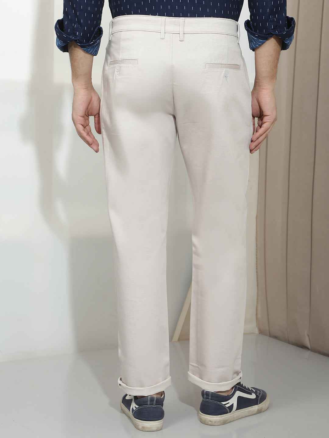 Beige Straight Trousers