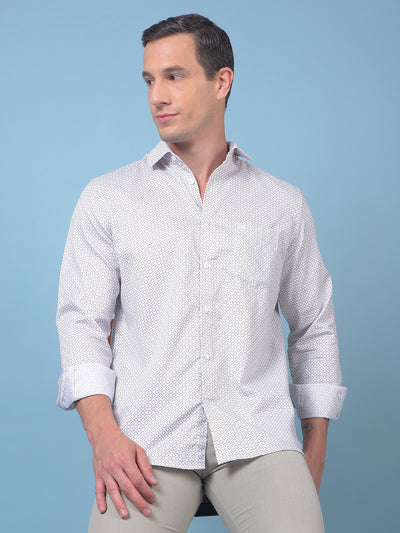 Beige Printed 100% Cotton Shirt