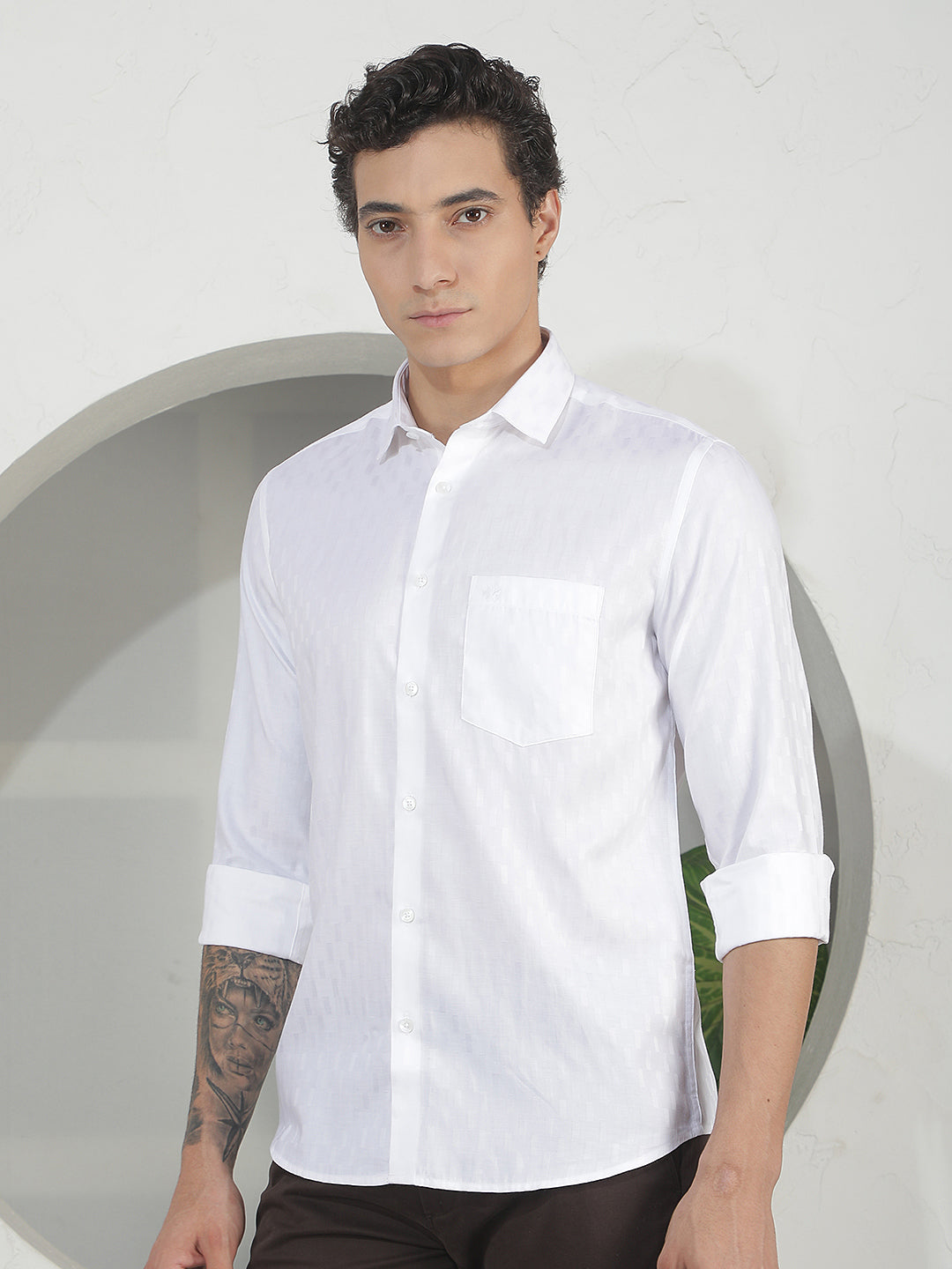 Tailored Breeze White Jacquard Shirt