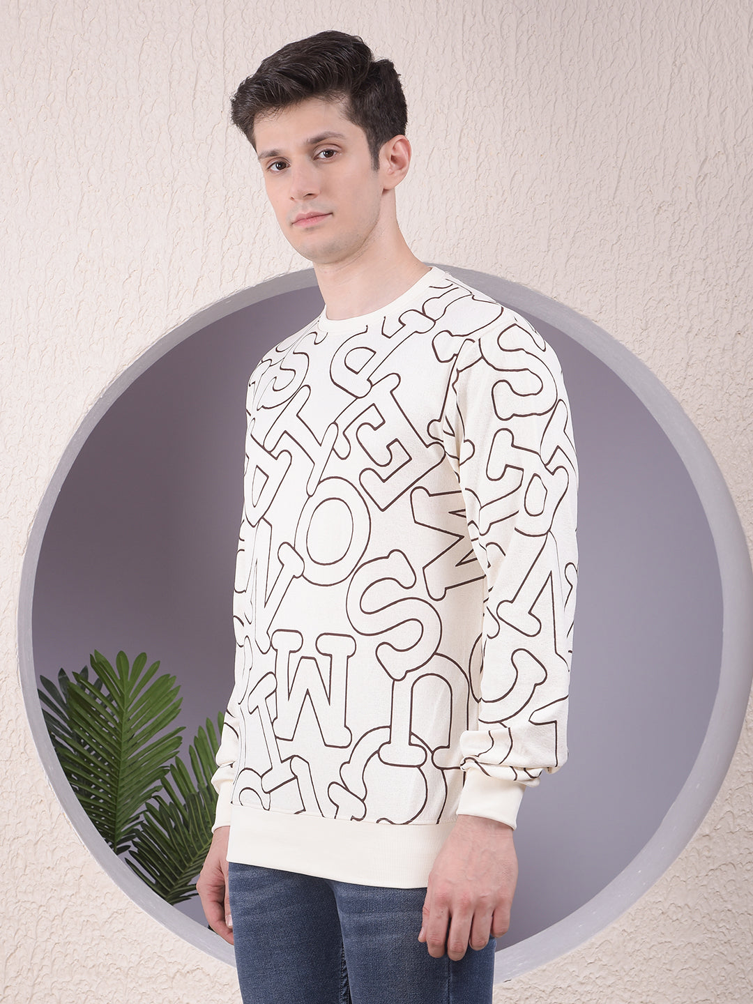 Cream Typographic Print Sweatshirt