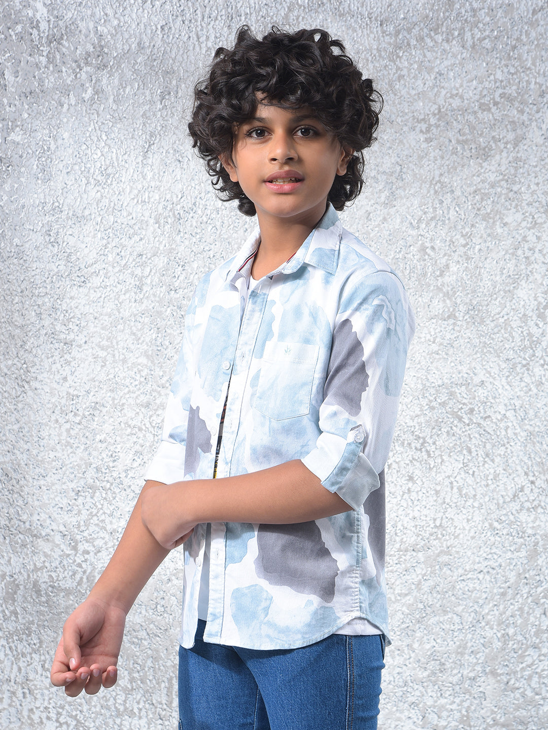 Green Abstract Print Shirt & T-Shirt 2-Piece Set 