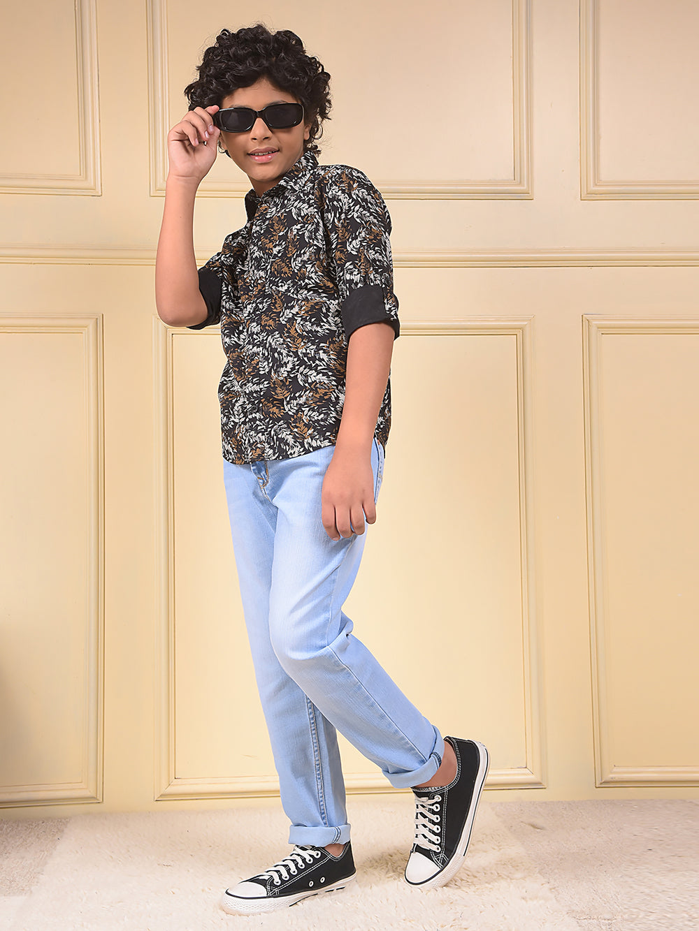 Brown Floral Print Shirt