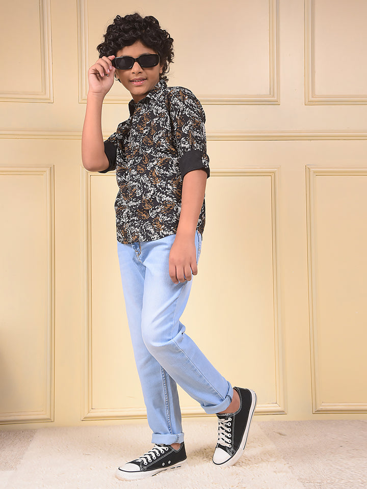 Brown Floral Print Shirt