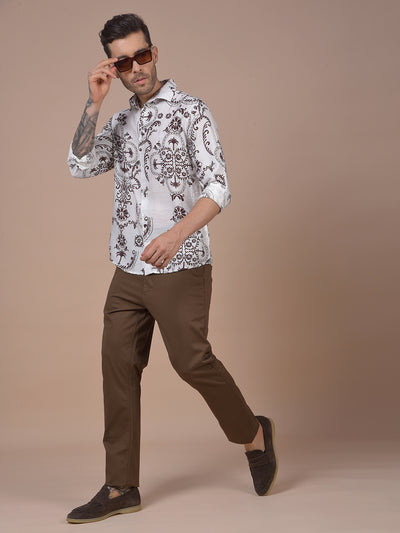 Brown Floral Print Shirt