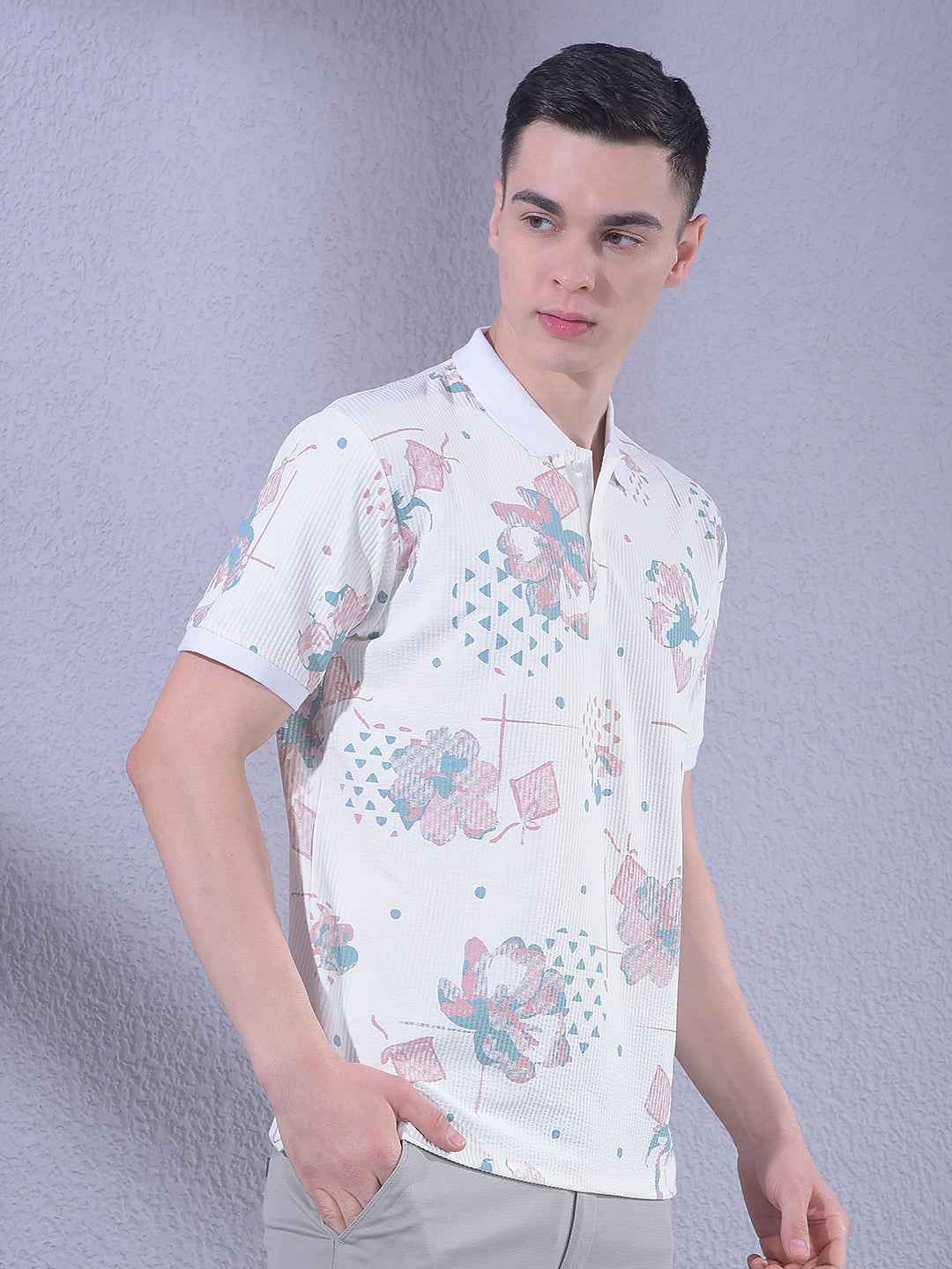 Blue Floral Print T-Shirt