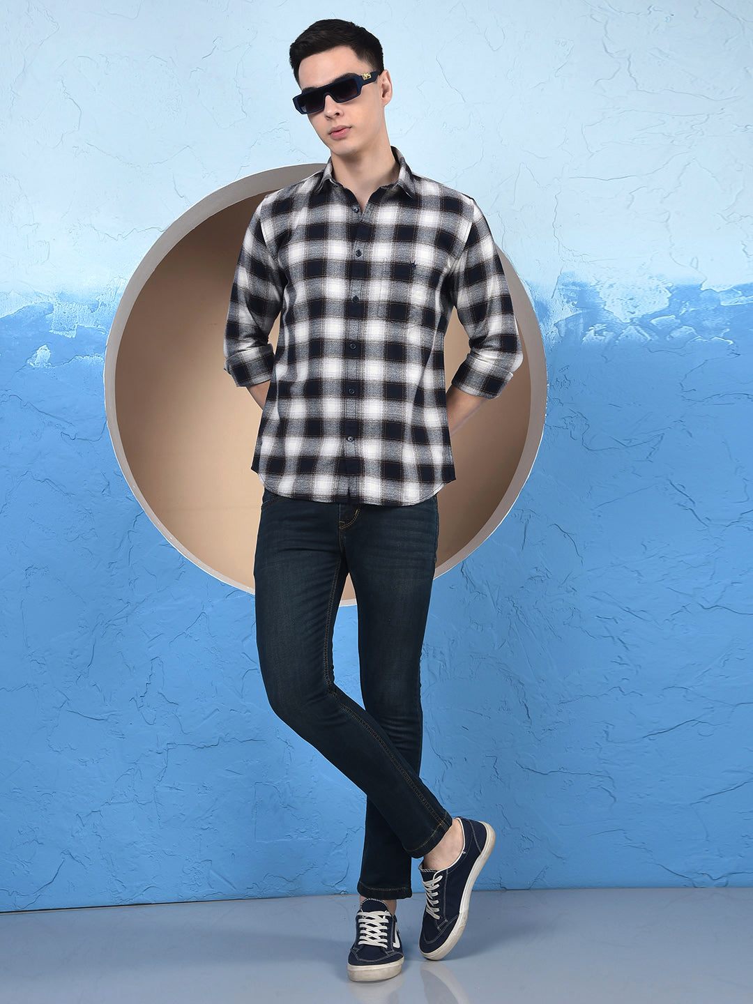 Blue Checked 100% Cotton Shirt