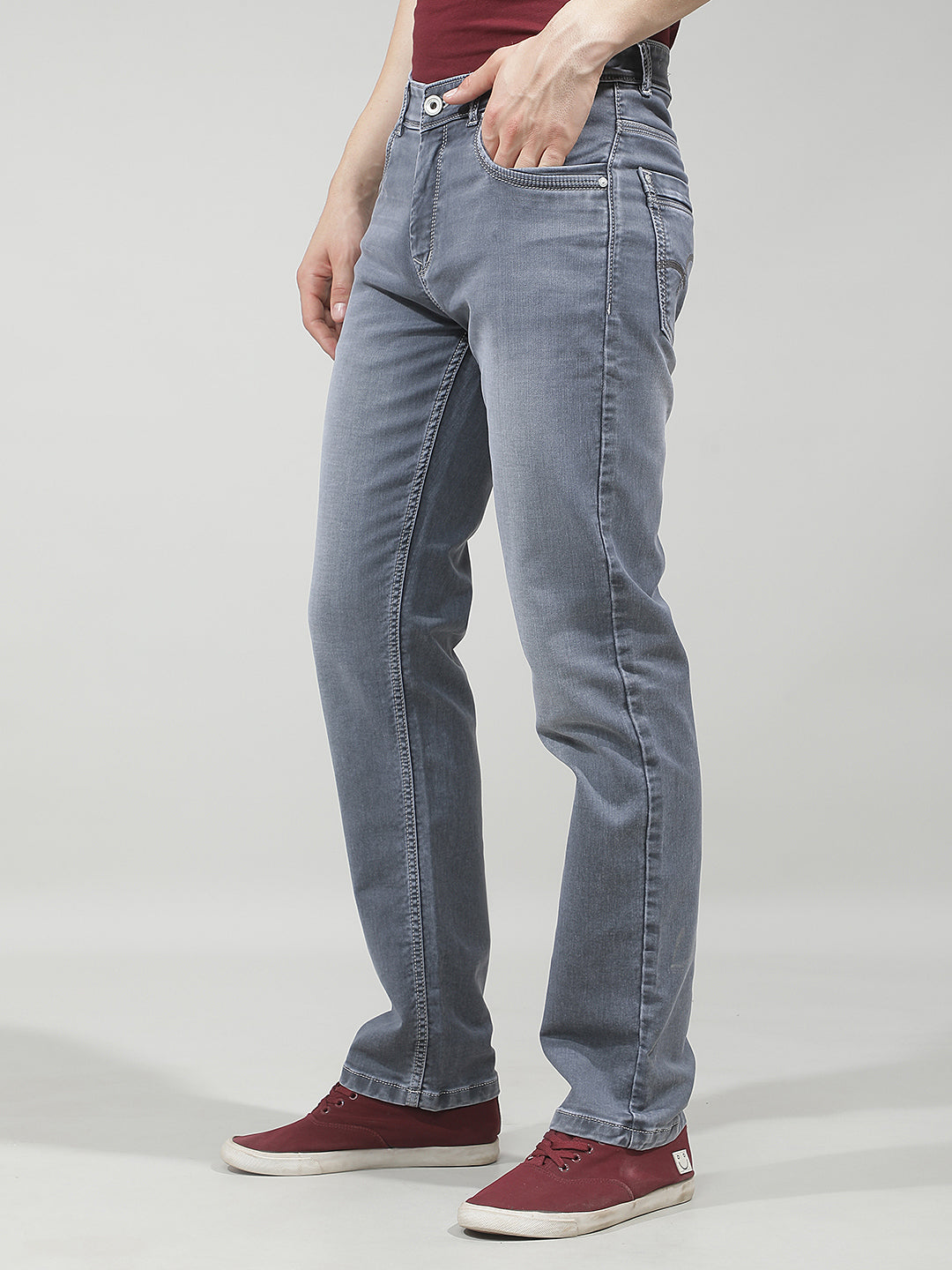 Sleek Graphite Grey Straight Jeans