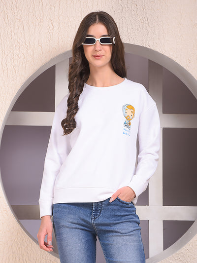 White Graphic Print Sweatshirt