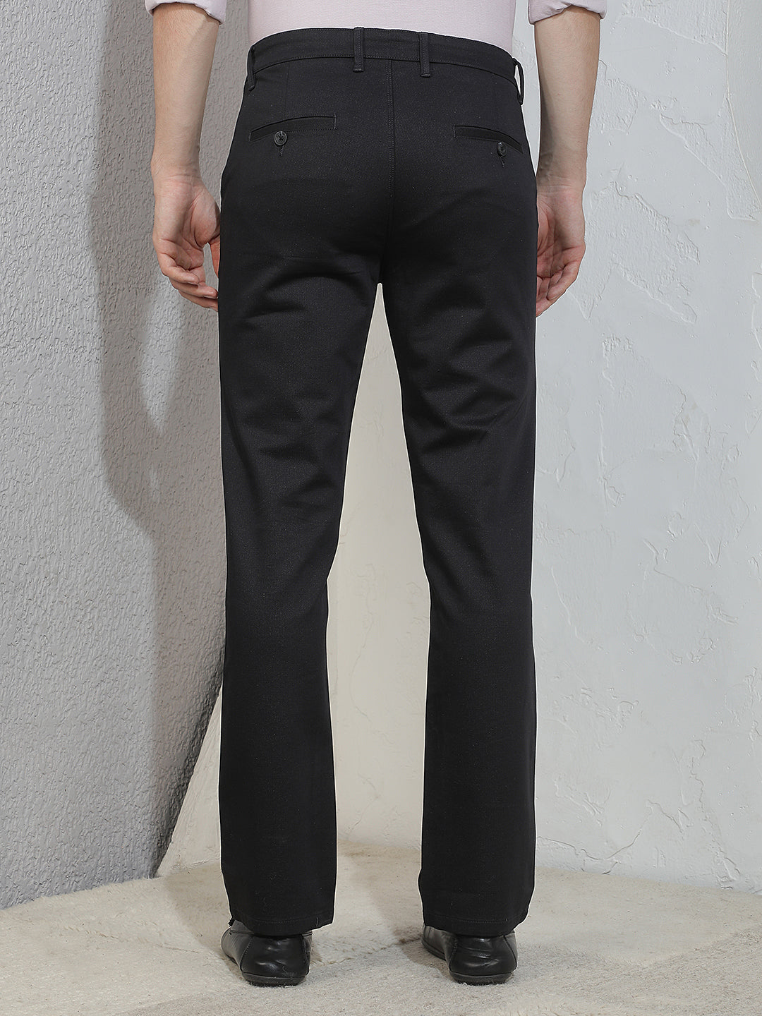 Black Printed Straight Trousers