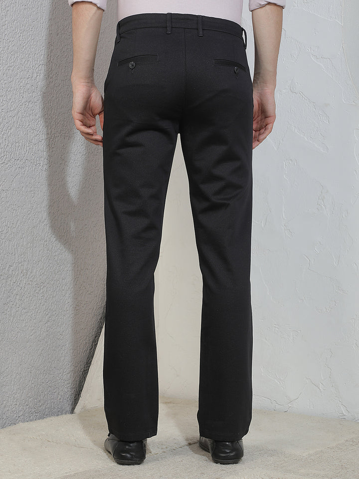 Black Printed Straight Trousers