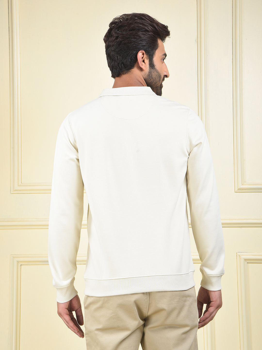 Off White Polo Neck T-Shirt