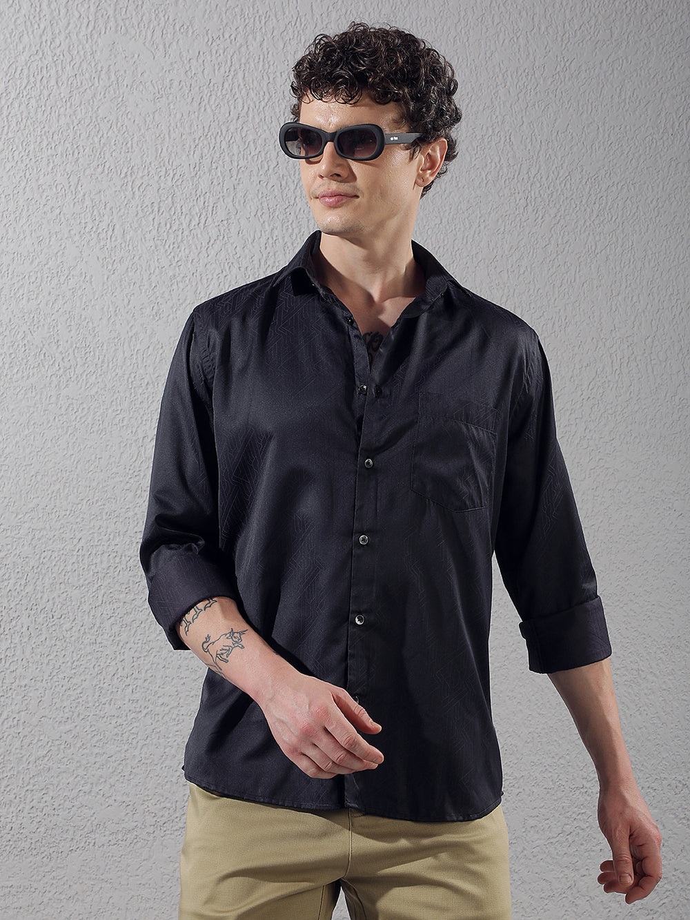 Navy Blue Printed Shirt