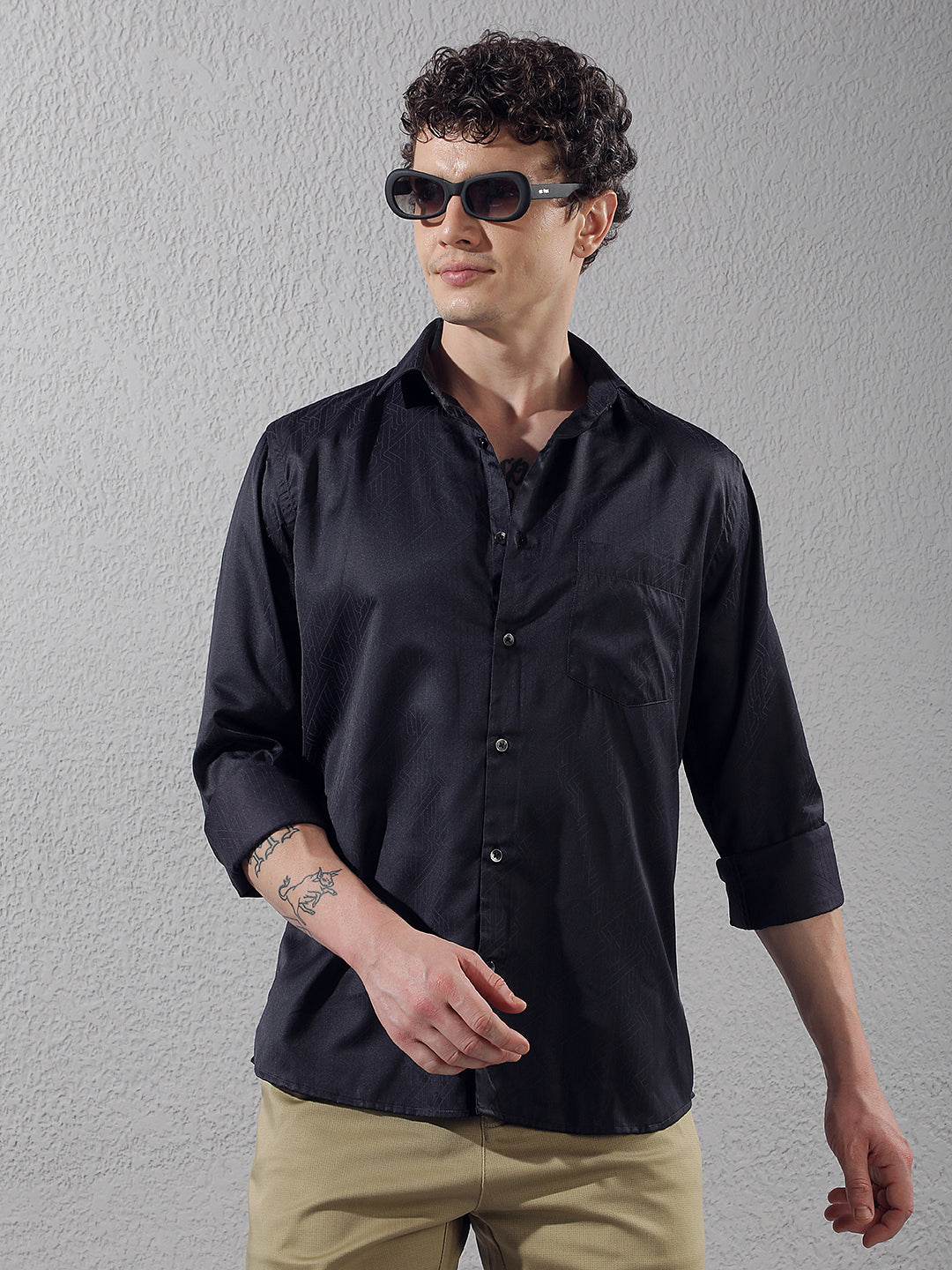 Navy Blue Printed Shirt