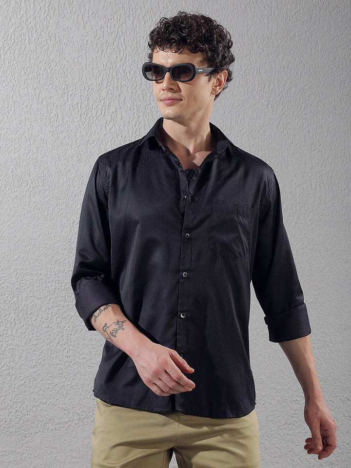 Navy Blue Printed Shirt