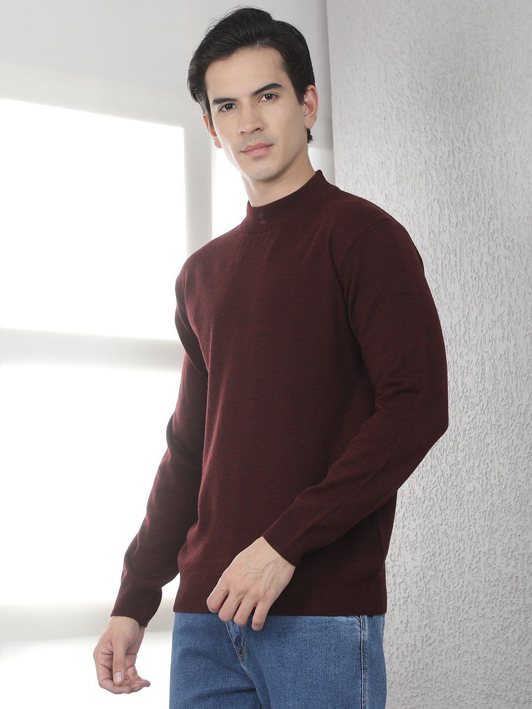Maroon High Neck Sweater