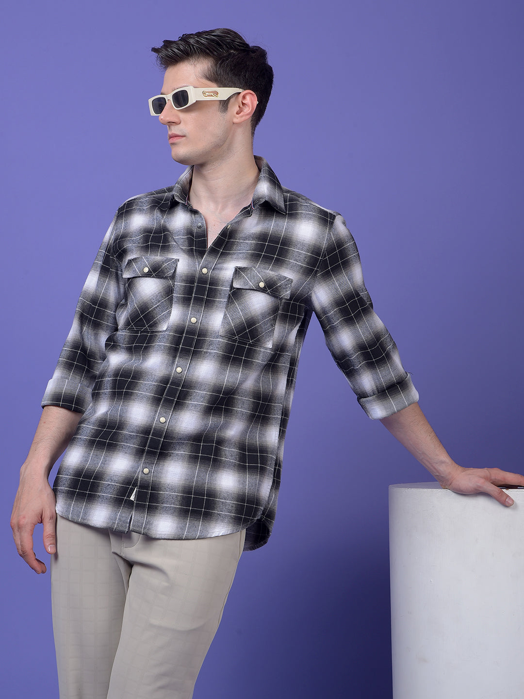 Black Checked 100% Cotton Shirt