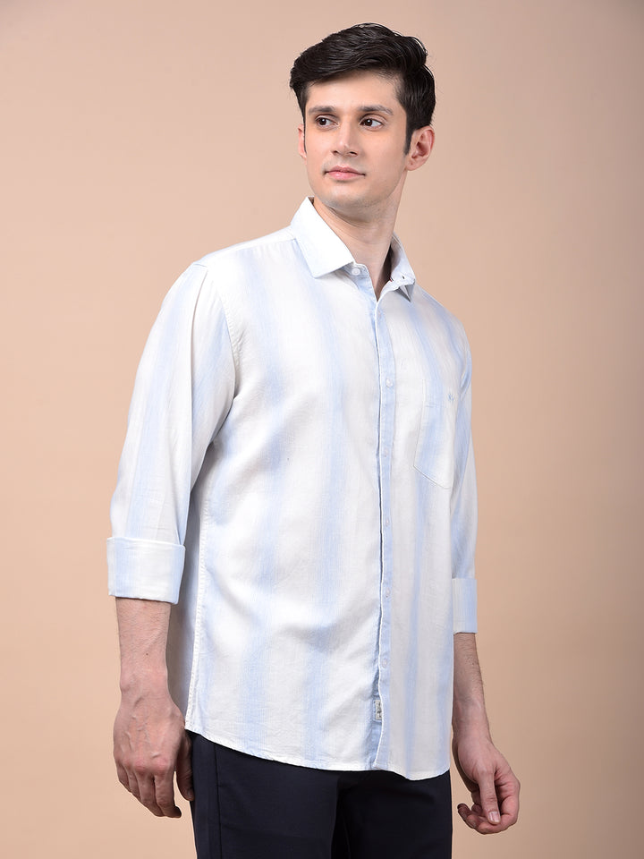 Blue Vertical Stripes 100% Cotton Shirt
